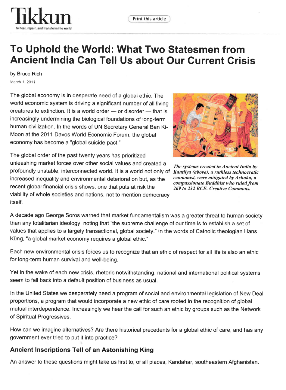 To Uphold the World: What Two Statesmen from Ancient India Can Tell Us about Our Current Crisis